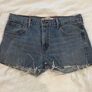 Levi's Frayed Hem Blue Jean Shorts